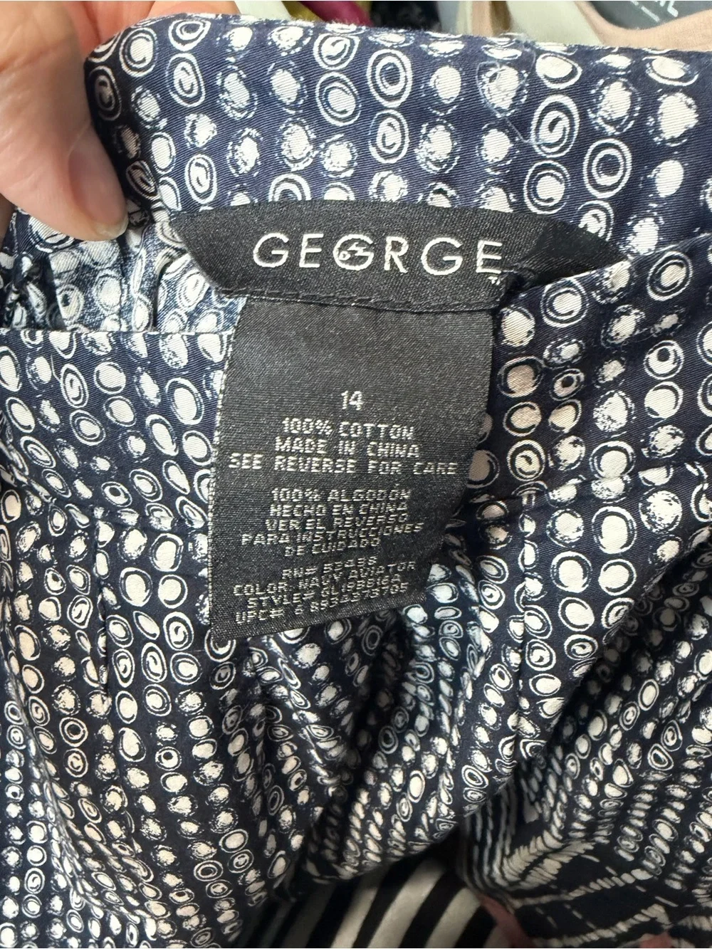George Navy and Coral Patterned Midi Skirt